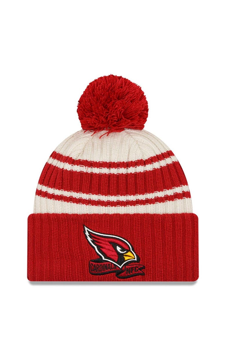 New Era Youth New Era Cream/Cardinal Arizona Cardinals 2022 Sideline Sport Cuffed Pom Knit Hat, Main, color, Cream
