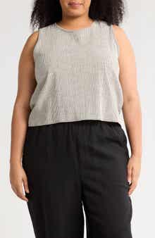 Renee C Stripe Sleeveless Cotton Blend Crop Top