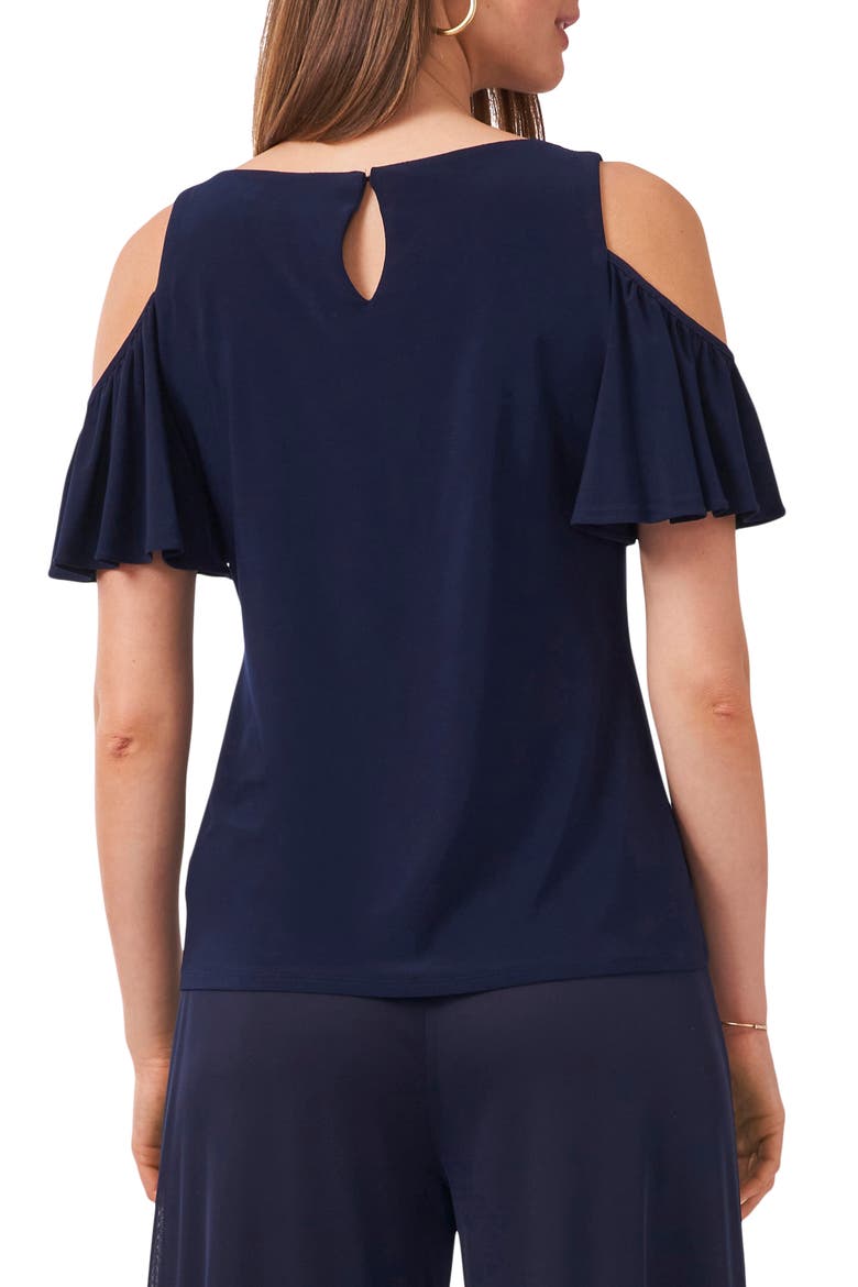 Rhinestone Trim Cold Shoulder Top, Alternate, color, JBS NAVY