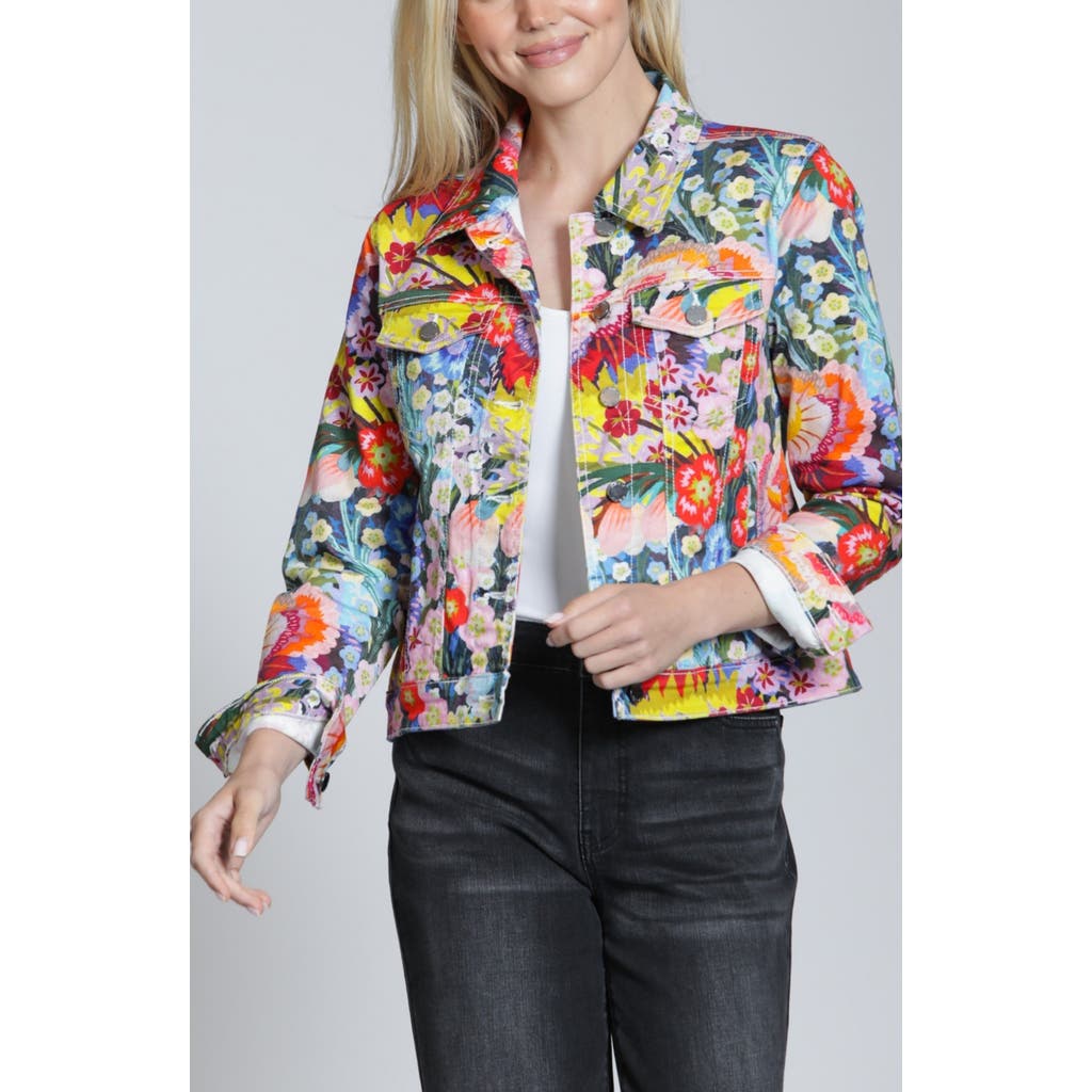 Apny Print Denim Jacket In Multi