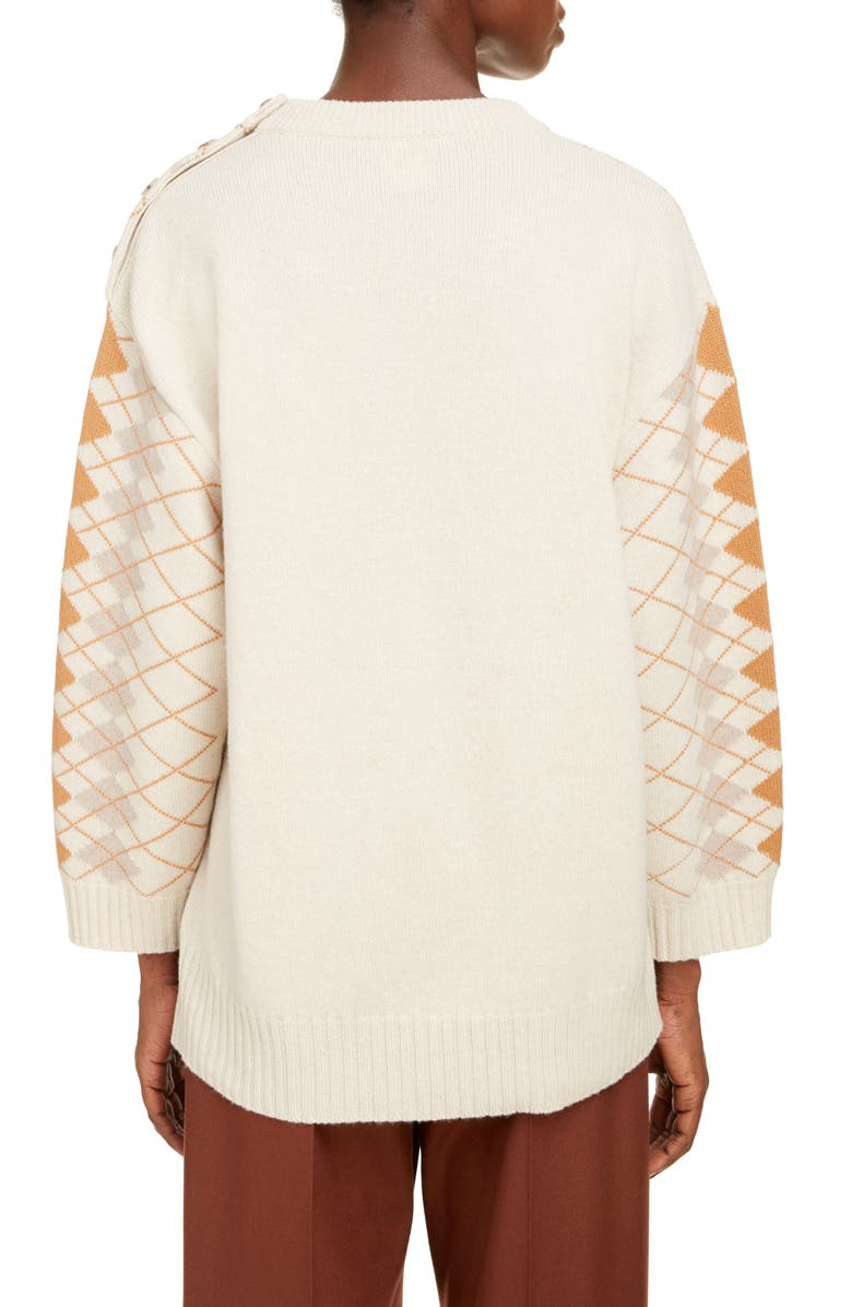 Chloé Argyle Oversize High/Low Wool & Cashmere Sweater, Alternate, color, 