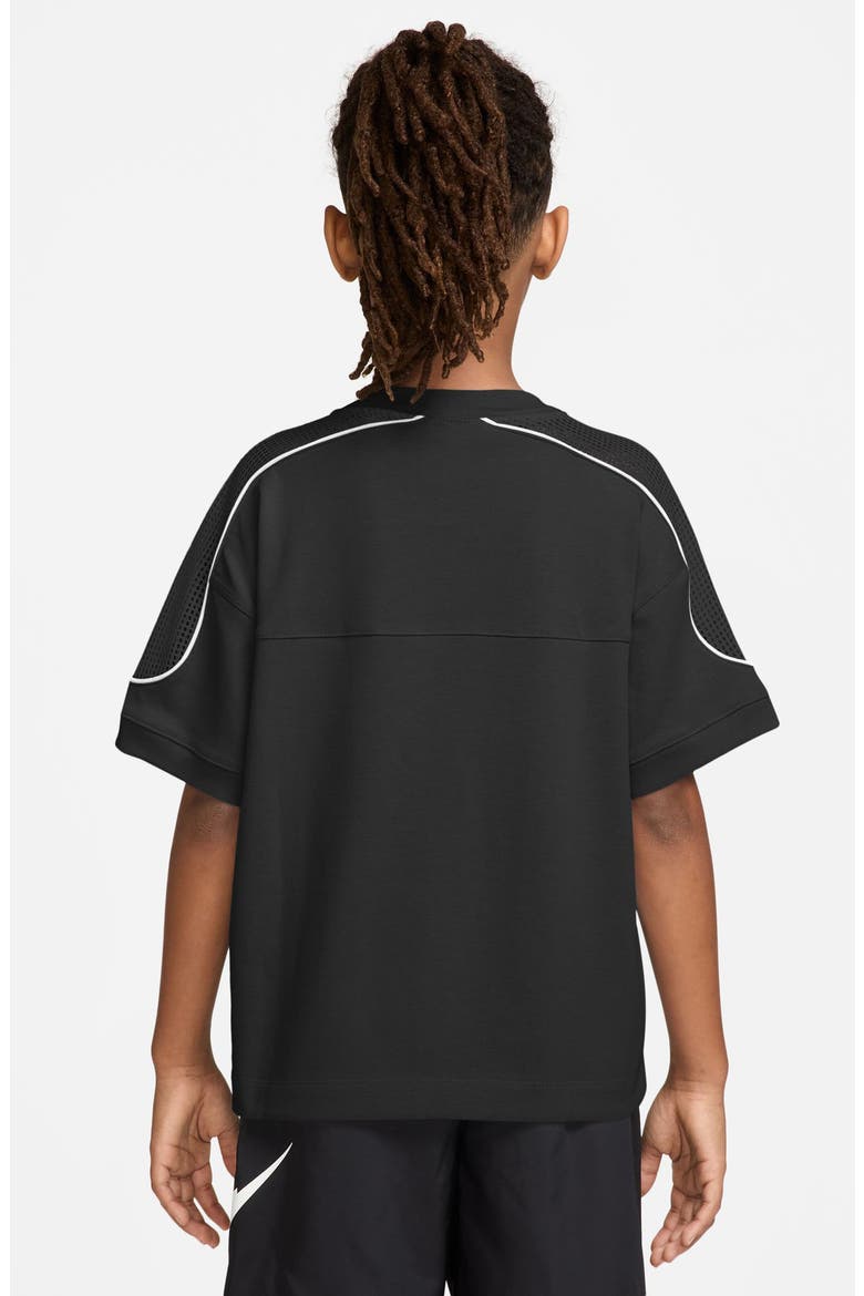 Kids' Nike Sportswear Mesh Shoulder Performance T-Shirt, Alternate, color, BLACK/ WHITE/ BLACK