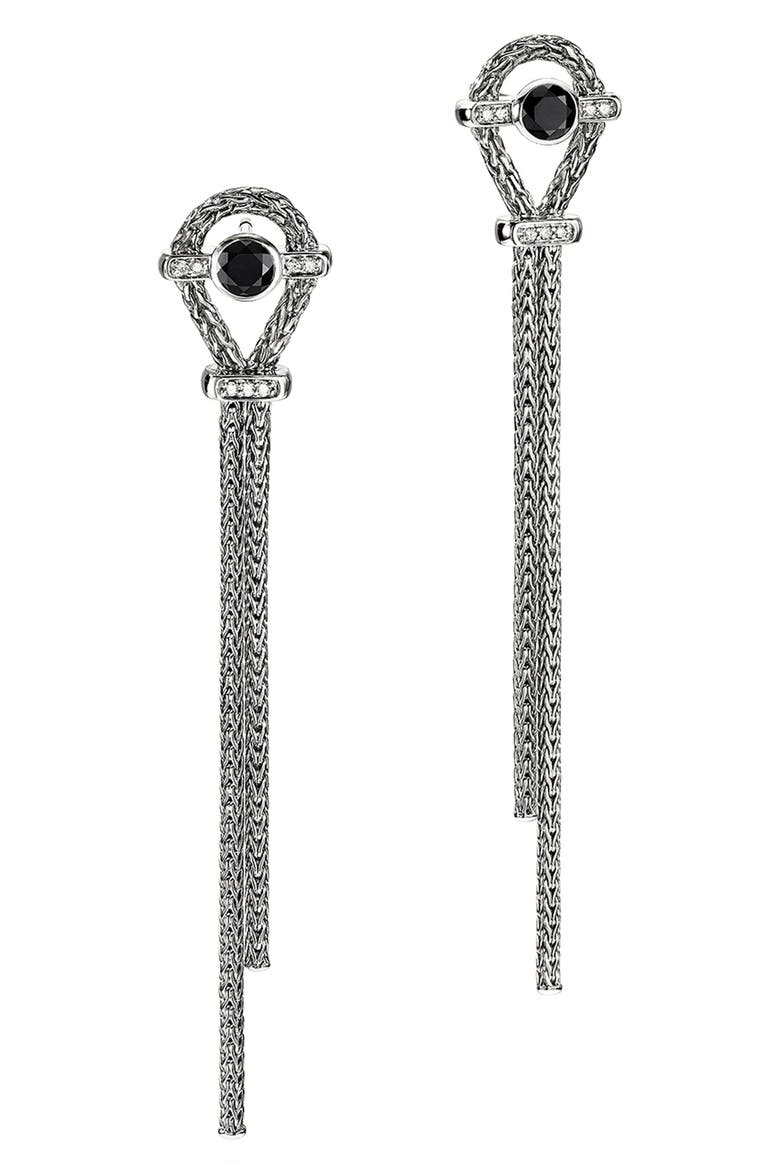 Icon Drop Earring, Sterling Silver, Black Sapphire, Diamond (Nordstrom Exclusive), Main, color, BLACK SAPPHIRE