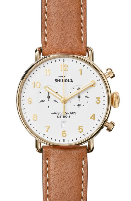 Shinola The Canfield Chrono Leather Strap Watch, 43mm In Brown