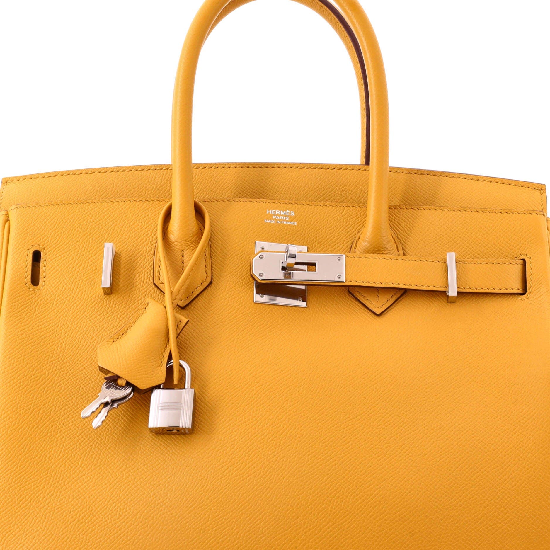 Pre-Owned Hermes Birkin Handbag Yellow Epsom with Palladium Hardware 30, Alternate, color, Jaune Ambre