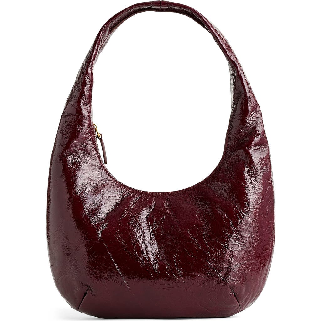 Madewell The Medium Leather Top Handle Bag In Dark Plum