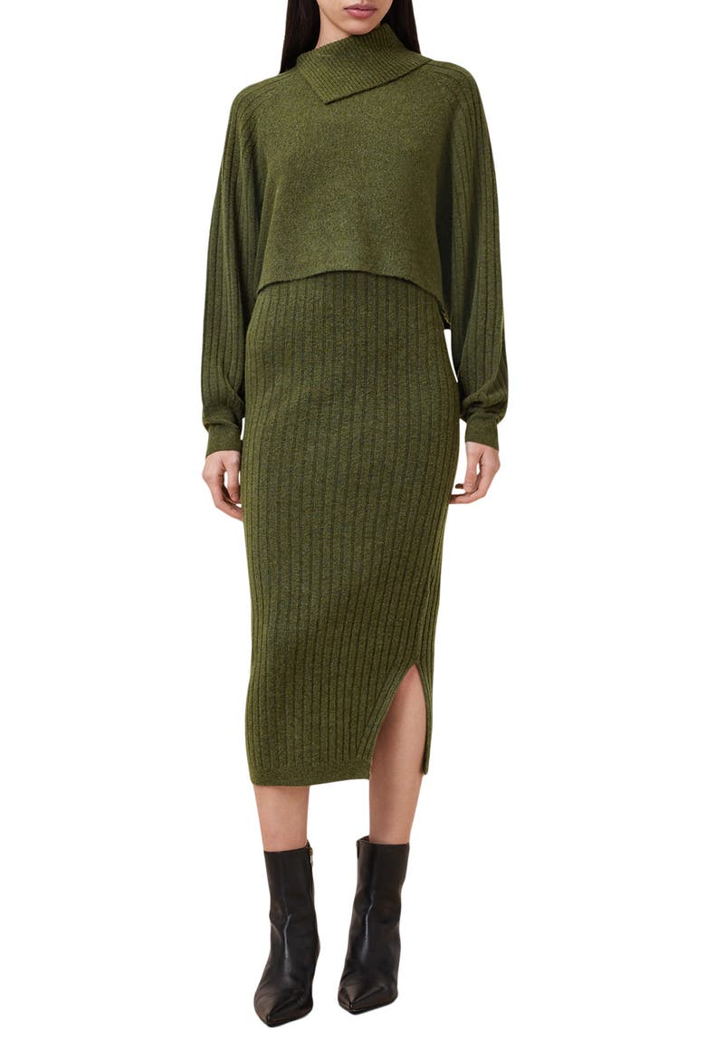 Margetta Long Sleeve Sweater & Dress Set, Main, color, MOSS GREEN