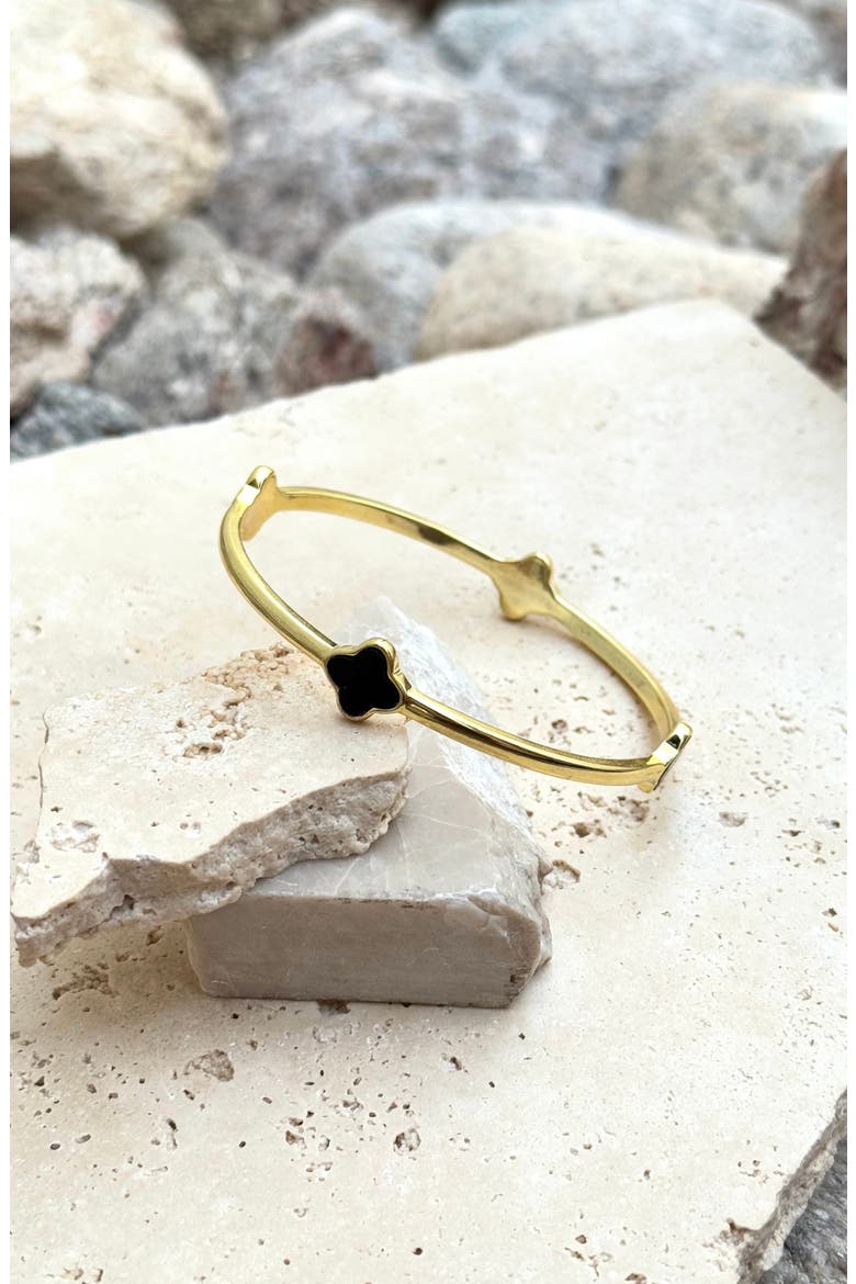 Clover Station Bangle Bracelet, Alternate, color, BLACK