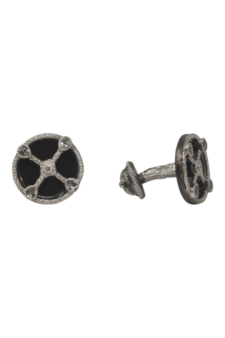 Romero Sapphire & Diamond Cuff Links, Main, color, BLACK