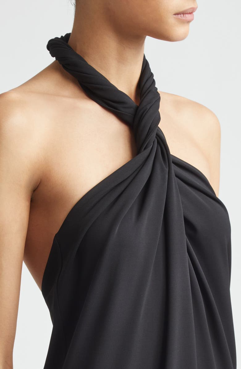 TOTEME Twisted Jersey Halter Top, Alternate, color, Black