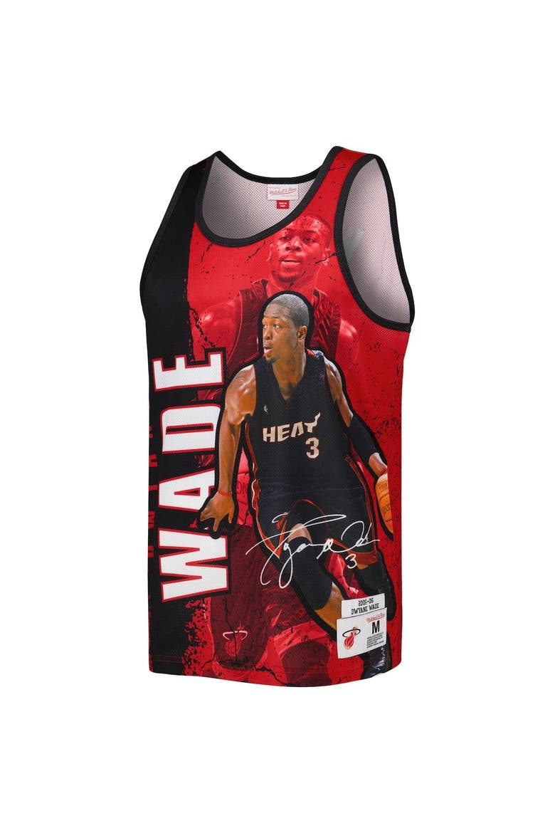 Men's Mitchell & Ness Dwyane Wade Black Miami Heat 2005-06 Hardwood Classics Player Burst Tank Top, Alternate, color, Black