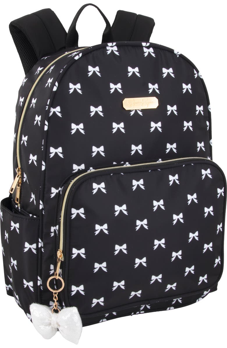 Jessica Simpson Bow Print Nylon Backpack, Alternate, color, Black