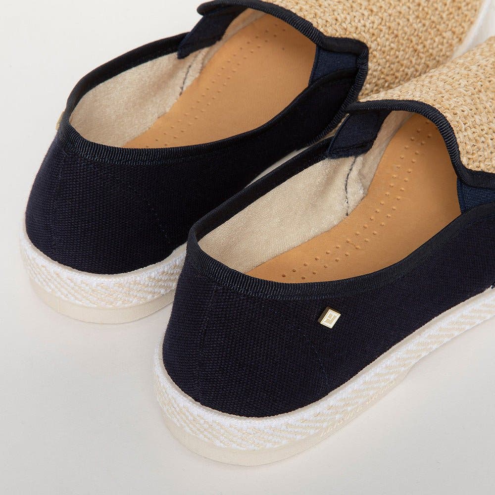 Rivieras Classic Cotton Canvas & Raffia Slip-On Loafer, Alternate, color, Navy