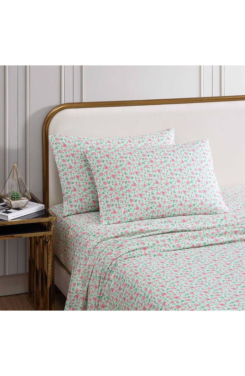 Betsey Johnson Flower Fun Sheet Set, Alternate, color, Pastel Green