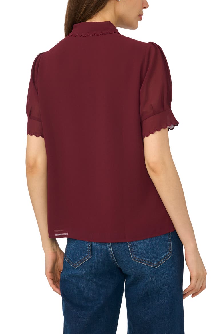 Scallop Trim Button-Up Shirt, Alternate, color, WINDSOR WINE