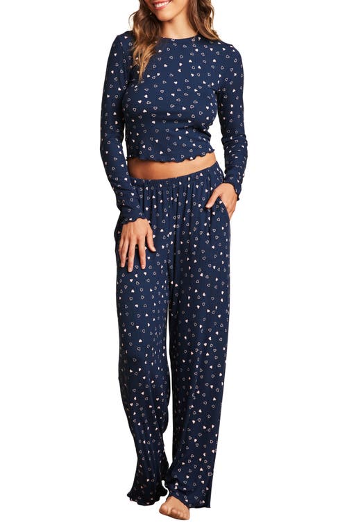 BAREFOOT DREAMS BAREFOOT DREAMS ULTRA SOFT RIB LETTUCE HEM WIDE LEG PAJAMA PANTS