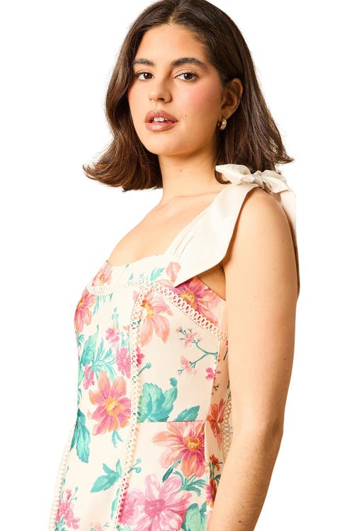 Oasis Bow Strap Midi Prom Dress In Multi