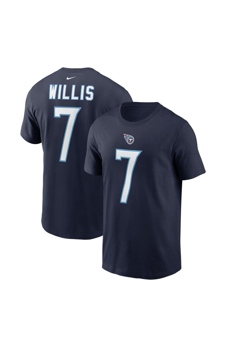 Nike Men's Nike Malik Willis Navy Tennessee Titans 2022 NFL Draft Pick Player Name & Number T-Shirt, Main, color, 