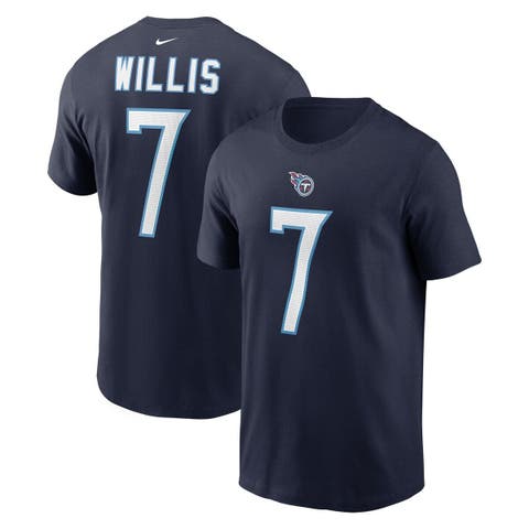Men's Nike Malik Willis Navy Tennessee Titans 2022 NFL Draft Pick Player Name & Number T-Shirt