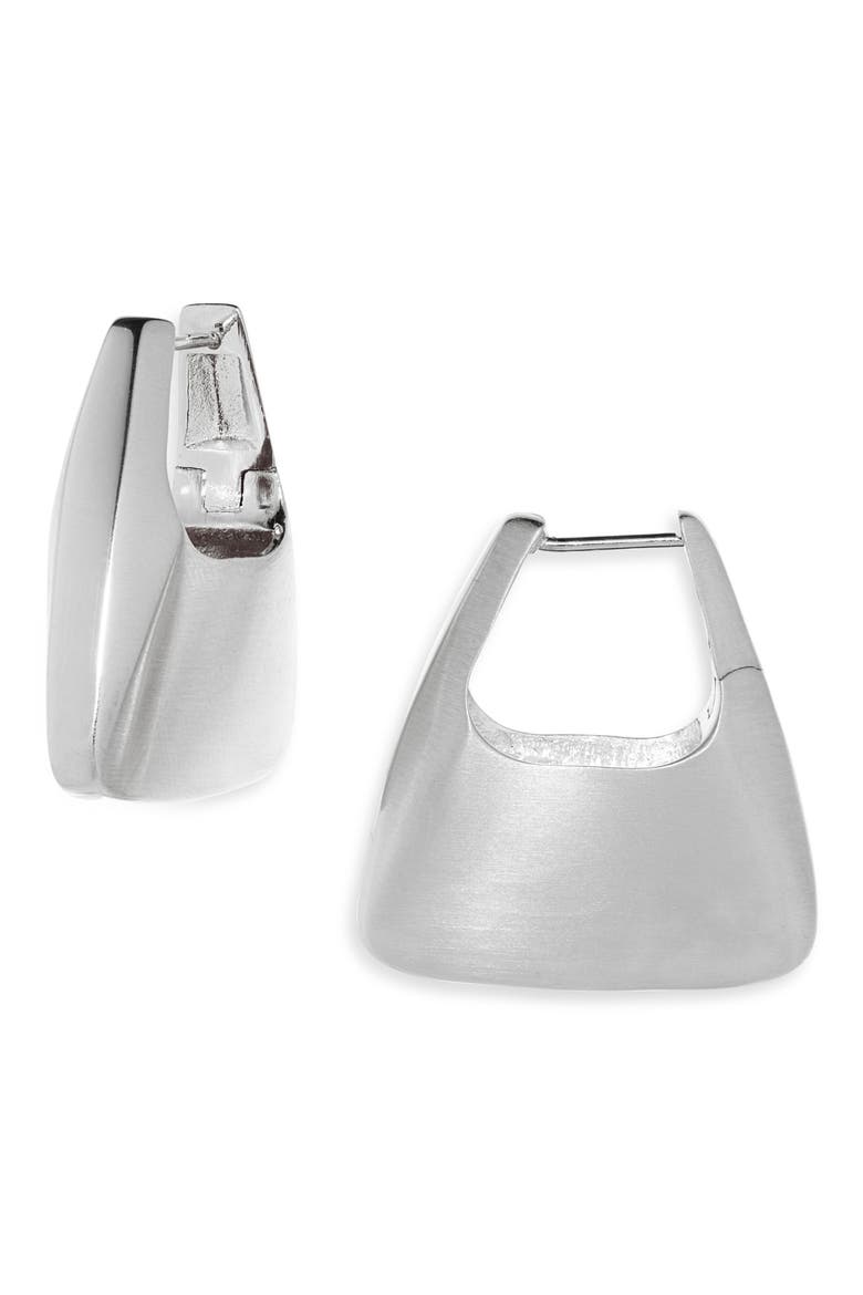 Oslo Hinge Square Hoop Earrings, Main, color, SILVER