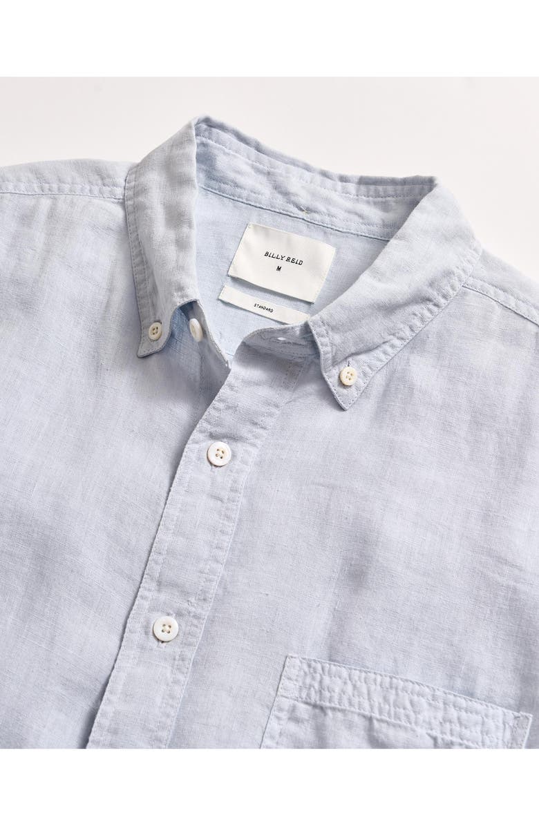 Billy Reid Tuscumbia Short Sleeve Linen Button-Down Shirt, Alternate, color, Grey Mist