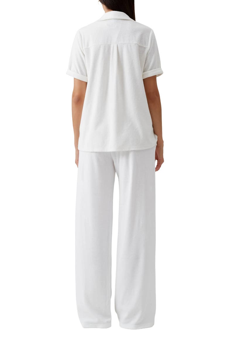 Tori Lounge Cotton-Blend Terry Snap Front Cover-Up Shirt, Alternate, color, WHITE