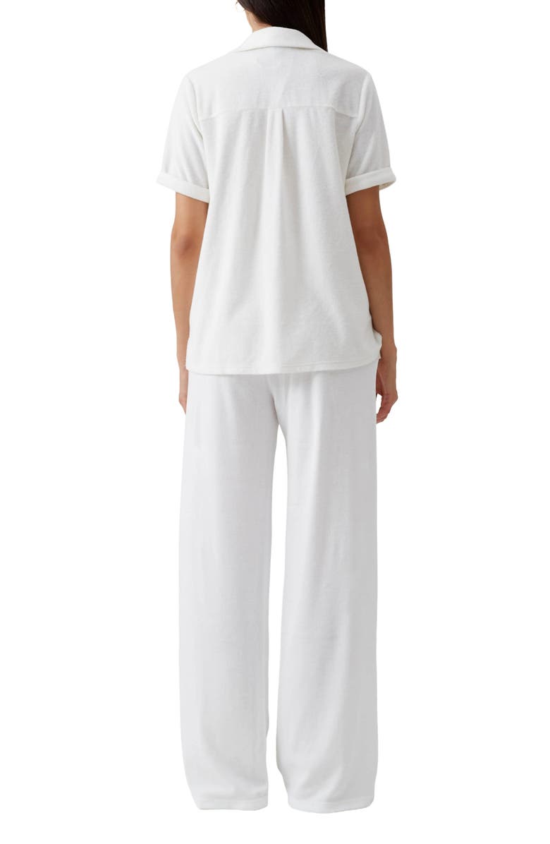 Melissa Odabash Tori Lounge Cotton-Blend Terry Snap Front Cover-Up Shirt, Alternate, color, White