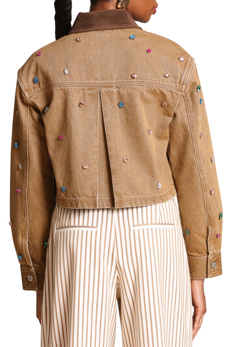 Embellished Cropped Barn Jacket, Alternate, color, CAMEL