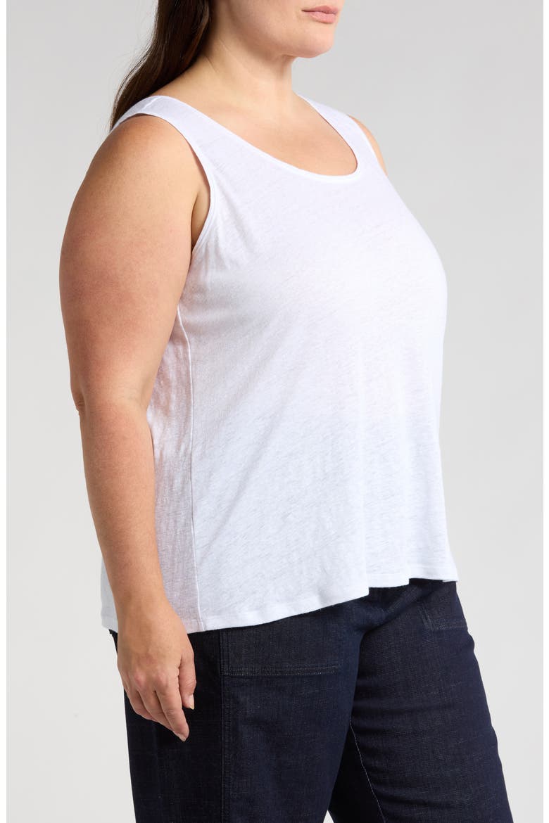 Scoop Neck Organic Linen Tank, Alternate, color, WHITE