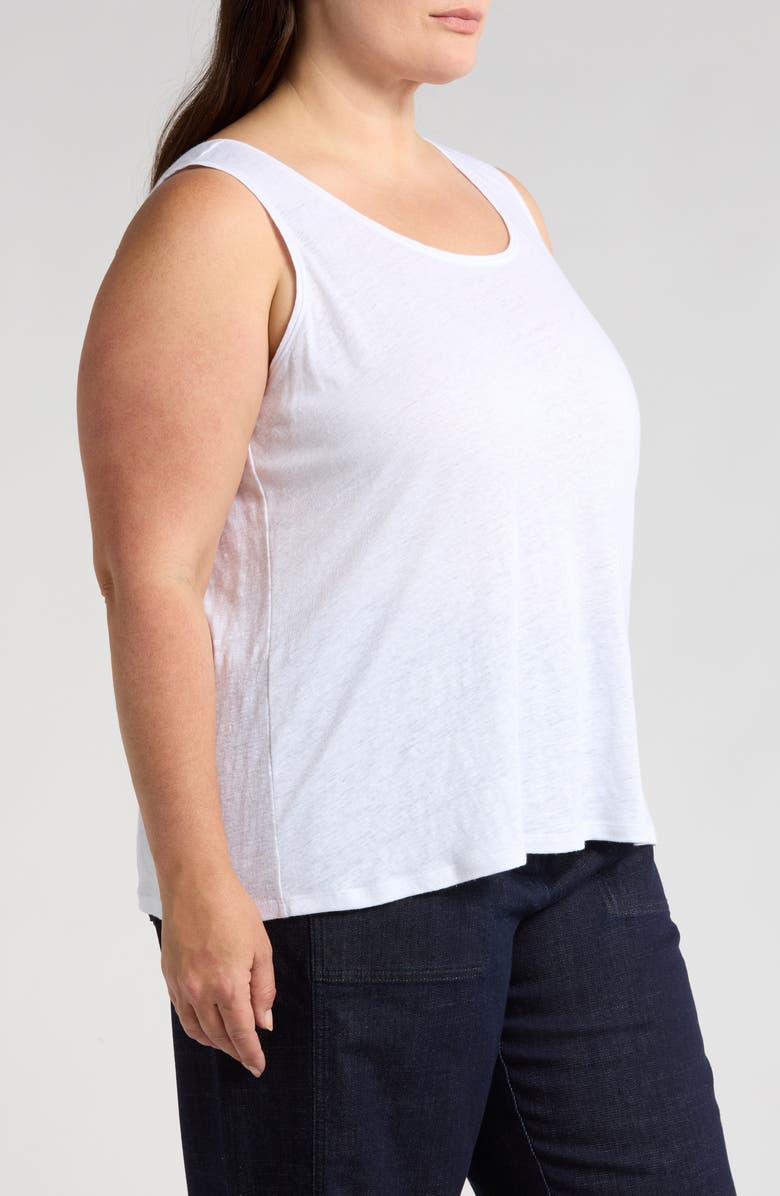 Eileen Fisher Scoop Neck Organic Linen Tank, Alternate, color, White