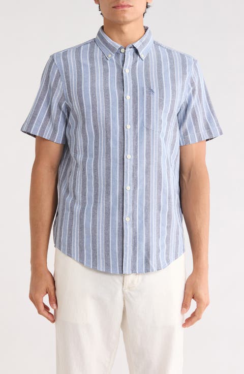 Stripe Cotton Button-Up Shirt