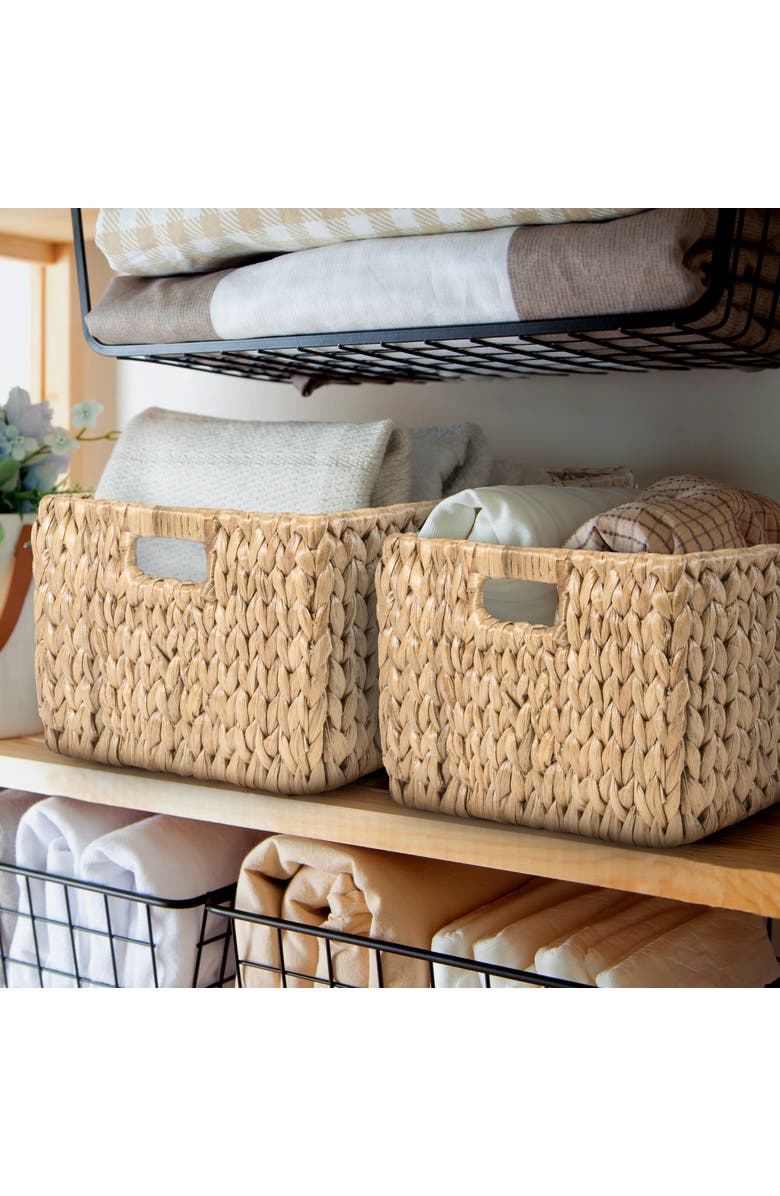 HAPPIMESS Leif Rustic Minimalist Hand-Woven Hyacinth Nesting Baskets with Handles, Alternate, color, 