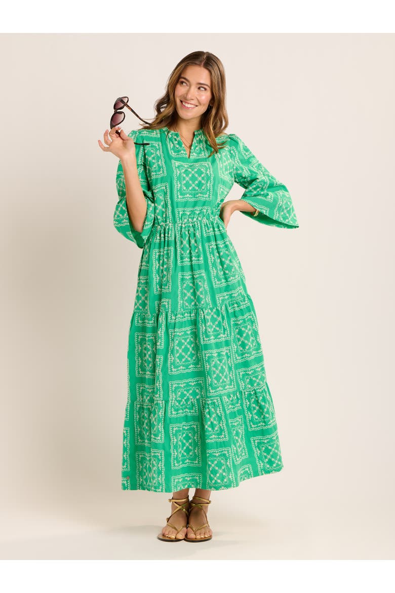 Clarisa Embroidered Maxi Dress, Alternate, color, Green