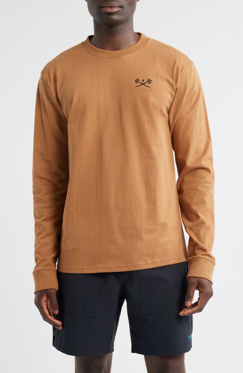 DARK SEAS Go-To Embroidered Long Sleeve T-Shirt in Brown Sugar 