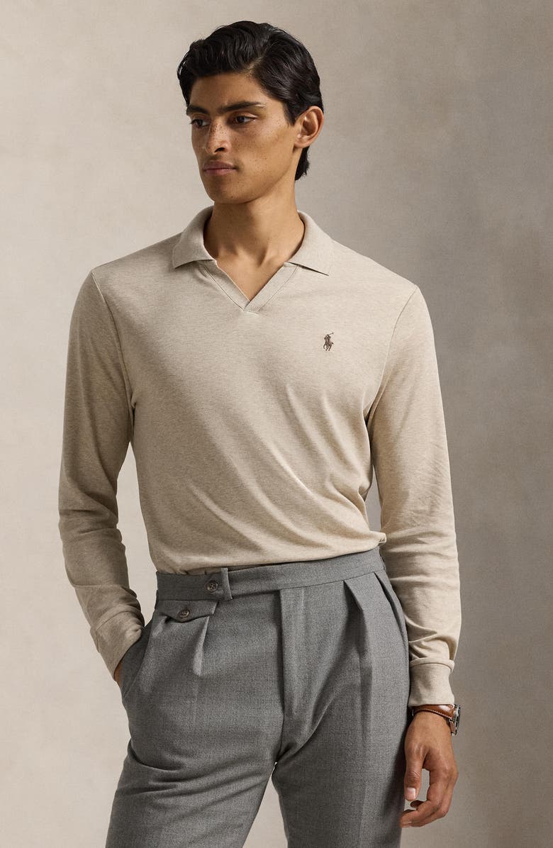 Polo Ralph Lauren Johnny Collar Long Sleeve Cotton Interlock Polo, Alternate, color, 