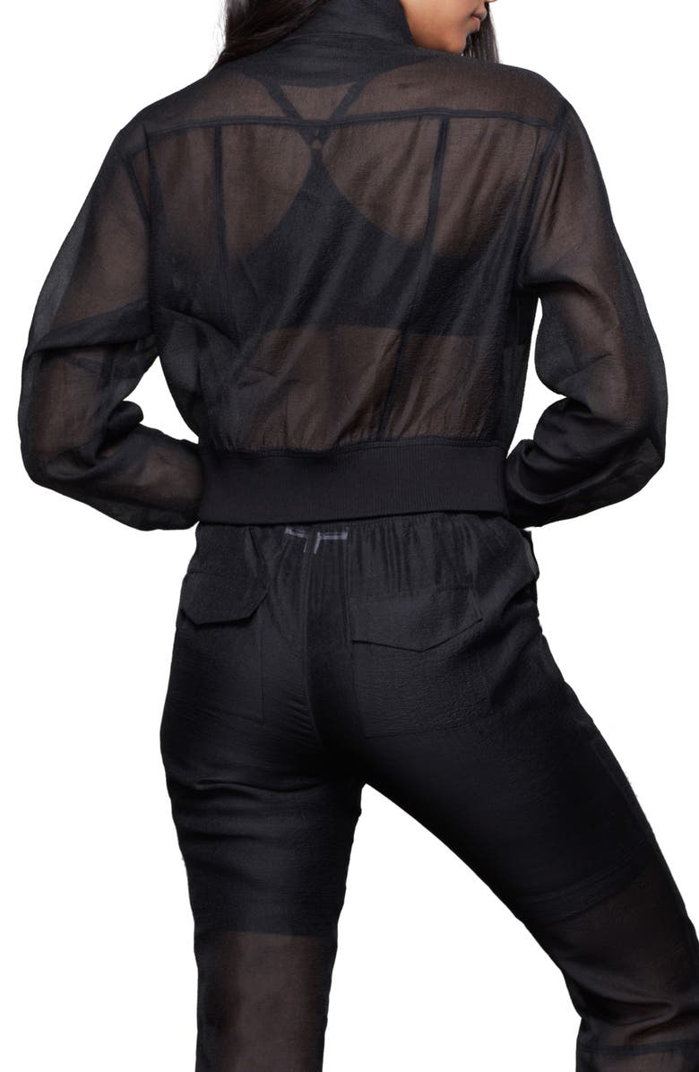 Good American Sheer Crop Bomber Jacket, Alternate, color,