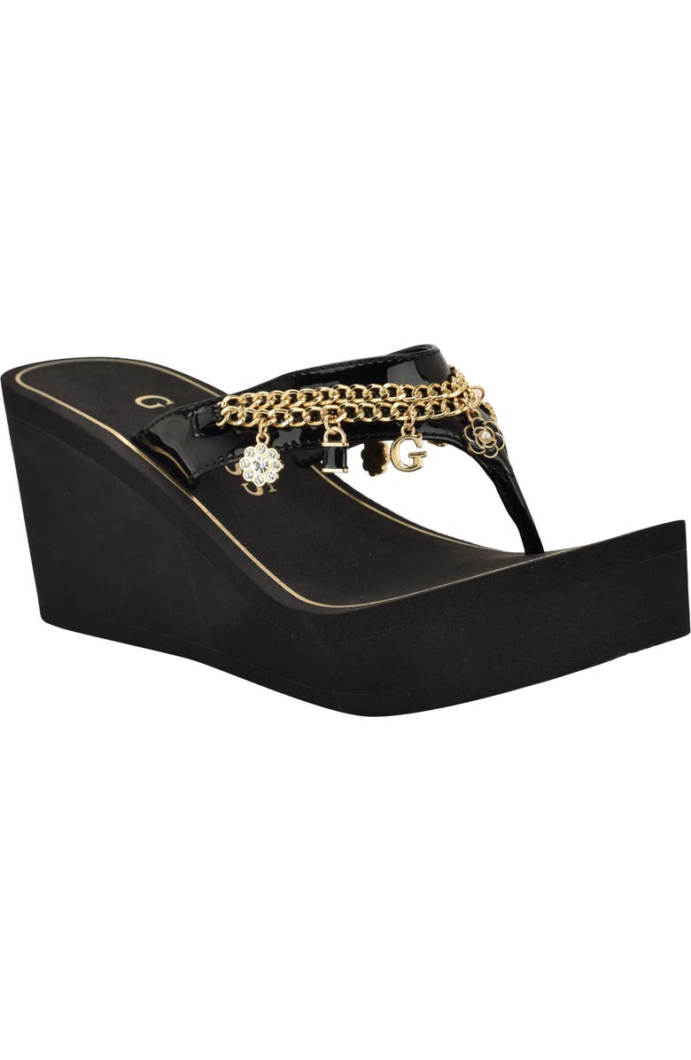 GUESS Sutton Platform Wedge Sandal, Main, color, Black