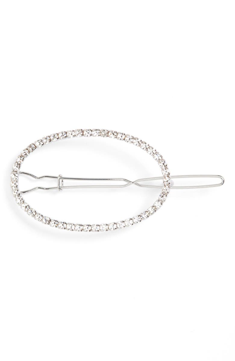 Cara Crystal Oval Barrette, Main, color, 