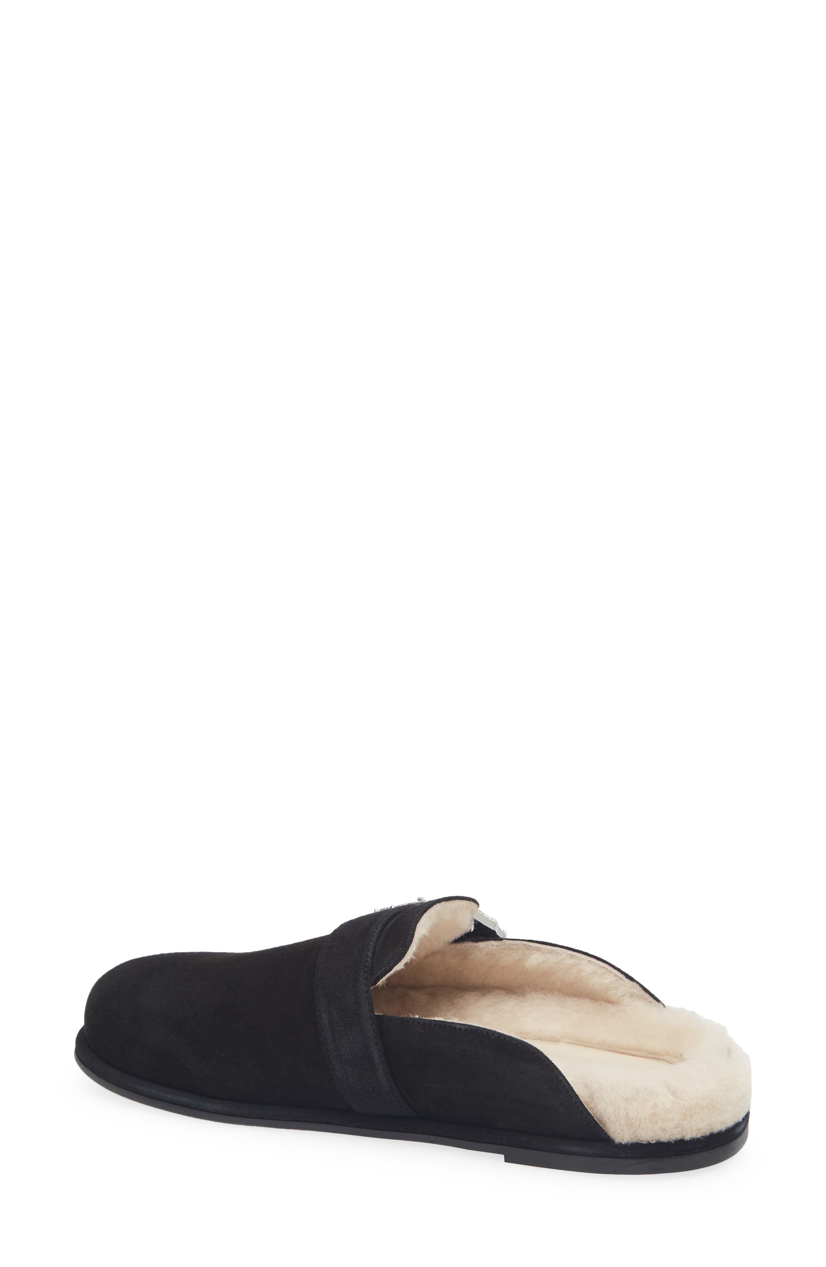 Stuart Weitzman June Genuine Shearling Mule, Alternate, color, Black/ Natural