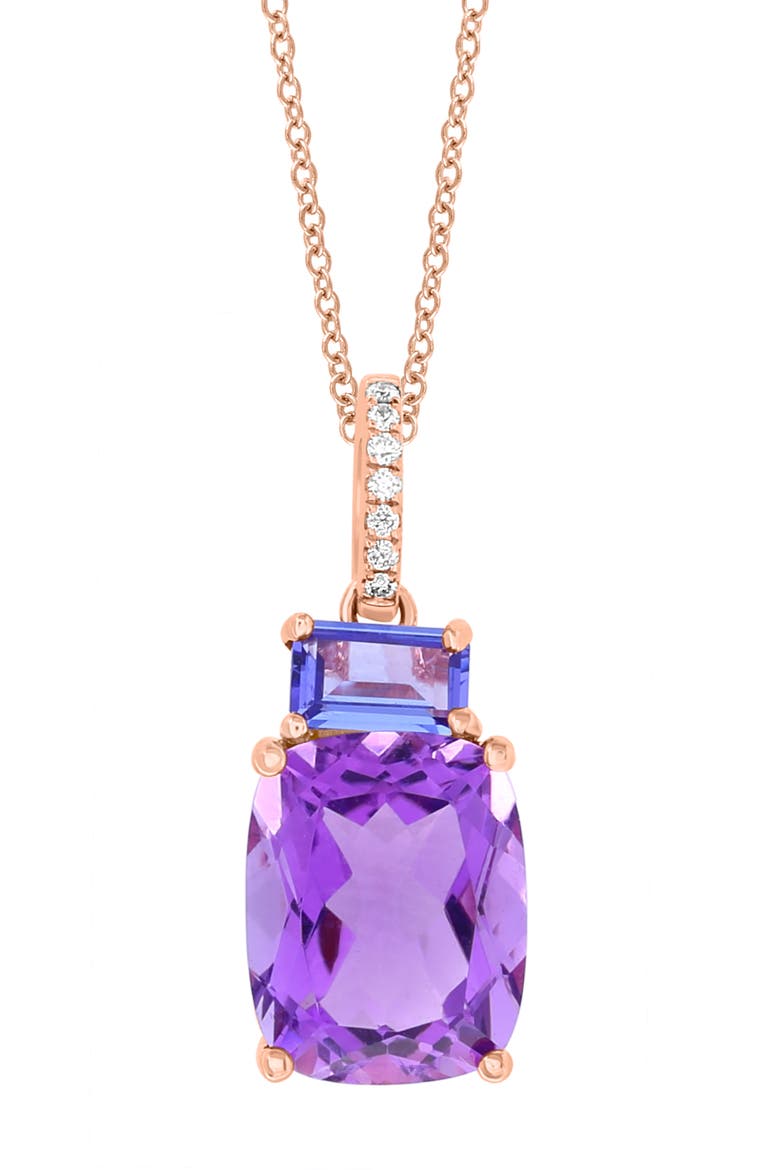 14K Rose Gold Diamond,Amethyst,Tanzanite Pendant, Alternate, color, Hematite and FW Blush Pearl