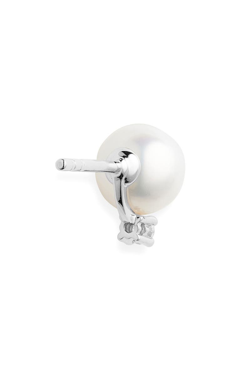 Akoya Pearl & Diamond Stud Earrings, Alternate, color, WHITE GOLD