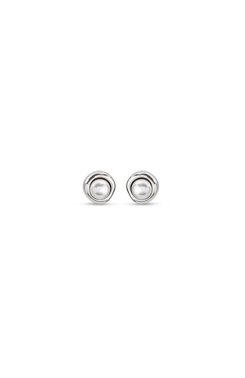 Sterling silver-plated earrings with pearl