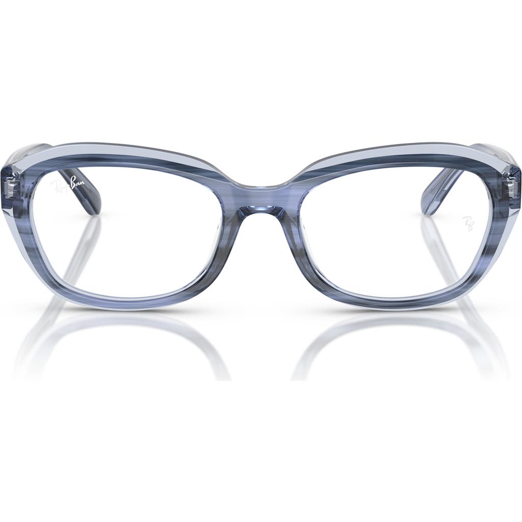 Ray Ban Ray-ban Kids' 48mm Small Irregular Optical Glasses In Striped Blue