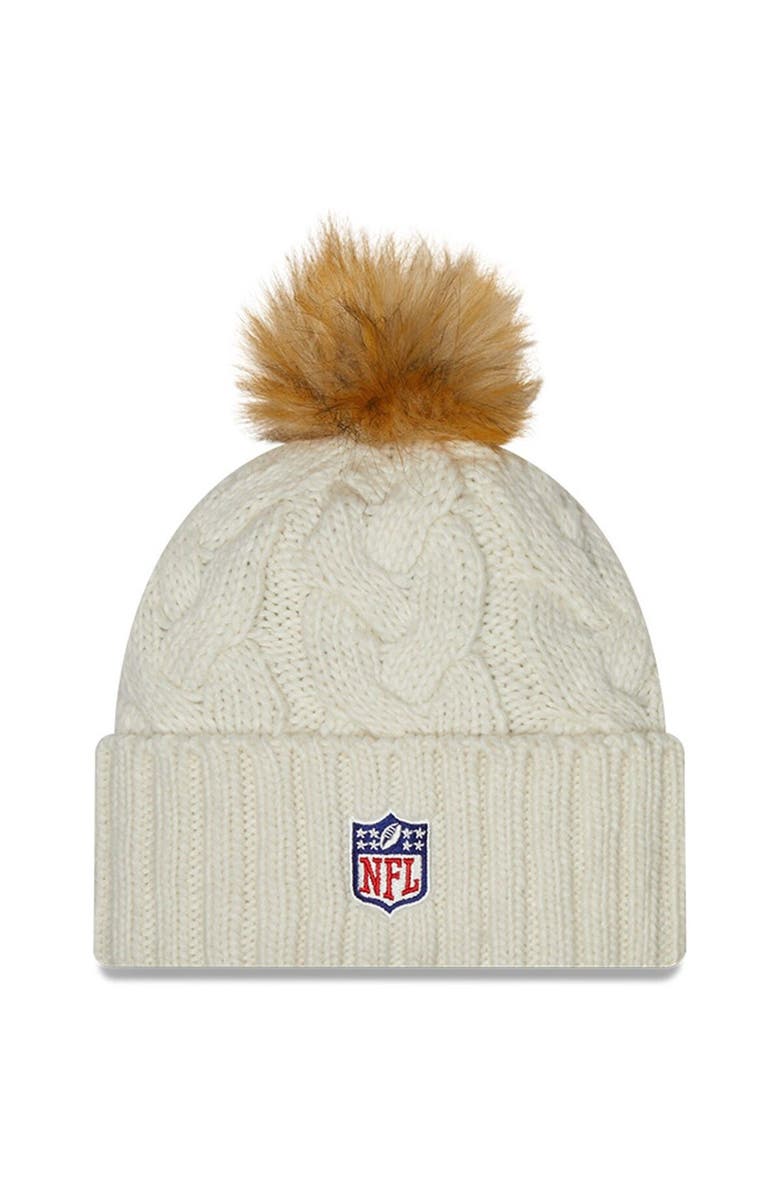 New Era Women's New Era Cream New England Patriots 2022 Sideline Cuffed Knit Hat, Alternate, color, 