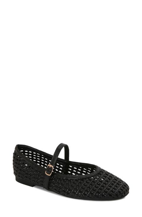 Veera Woven Faux Leather Mary Jane Flat