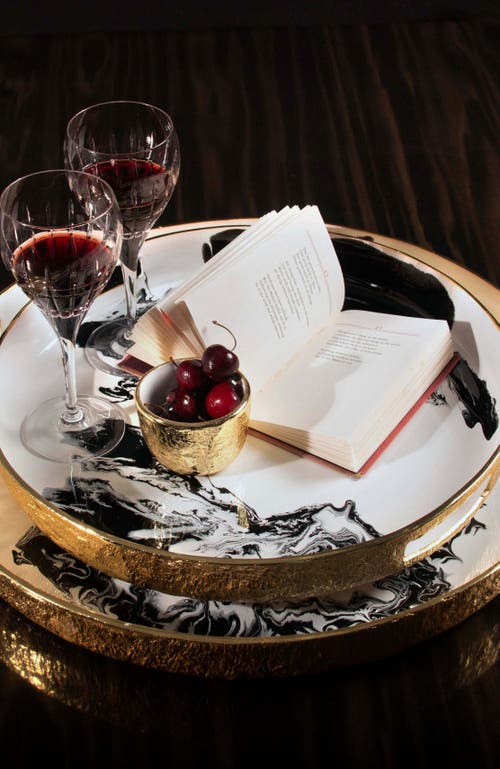 Lunares Bianco Nero Serving Trays In White