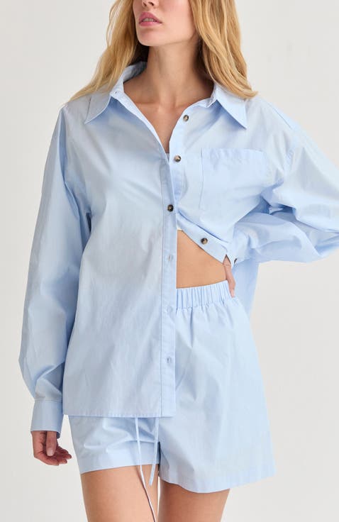 Oversized Poplin Shirt Two Piece Set