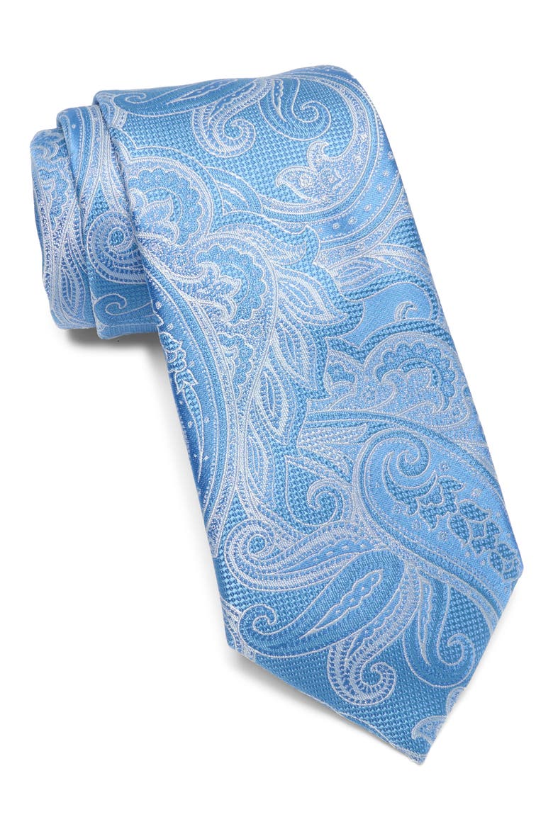 Carlo Paisley Satin Tie, Main, color, INDIGO