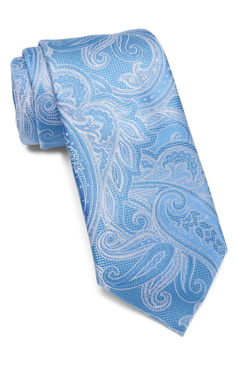 Michael Kors Carlo Paisley Satin Tie, Main, color, Indigo
