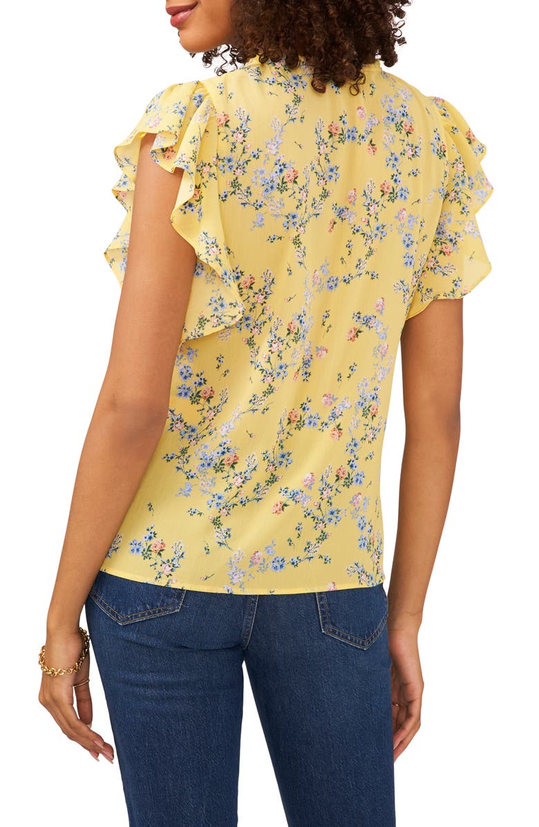 Vince Camuto Rosey Vines Flounce Sleeve Top, Alternate, color,